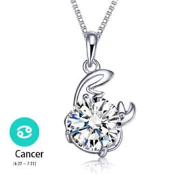 Fashion Silver Color Zodiac Sign 12 Constellation Pendant Necklaces Sparkling Zircon Charm Necklace for Women Girl Birthday Gift