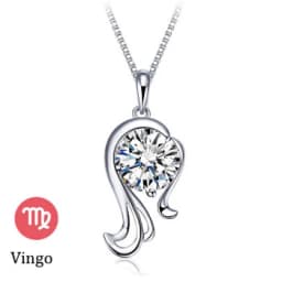 Fashion Silver Color Zodiac Sign 12 Constellation Pendant Necklaces Sparkling Zircon Charm Necklace for Women Girl Birthday Gift
