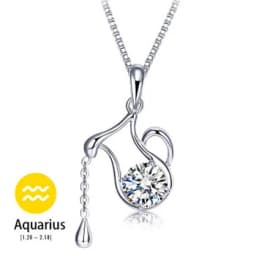 Fashion Silver Color Zodiac Sign 12 Constellation Pendant Necklaces Sparkling Zircon Charm Necklace for Women Girl Birthday Gift