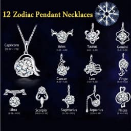 Fashion Silver Color Zodiac Sign 12 Constellation Pendant Necklaces Sparkling Zircon Charm Necklace for Women Girl Birthday Gift