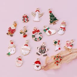 10-80pcs Enamel Christmas Charms Fashion Metal Alloy Xmas Pendant for DIY Jewelry Making Accessories Christmas Decoration