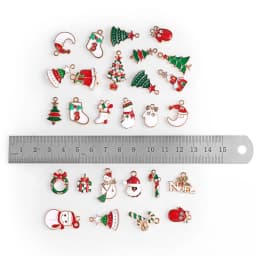 10-80pcs Enamel Christmas Charms Fashion Metal Alloy Xmas Pendant for DIY Jewelry Making Accessories Christmas Decoration