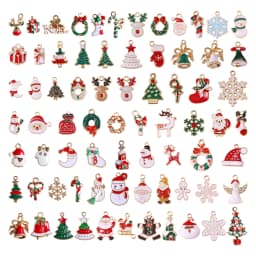 10-80pcs Enamel Christmas Charms Fashion Metal Alloy Xmas Pendant for DIY Jewelry Making Accessories Christmas Decoration