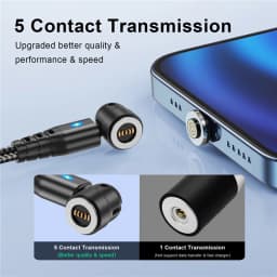 5A Magnetic Cable 540 Rotate Fast Charging Type C Cable Micro USB Magnet Charge Phone Data Cord Wire For iphone Xiaomi Samsung