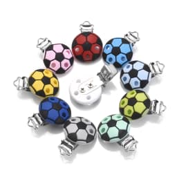 3Pcs Silicone Pacifier Clips Round Soccer Shape Baby Teether Teething Clip DIY Necklace Bead Tool Nurs Gift Accessories BPA Free