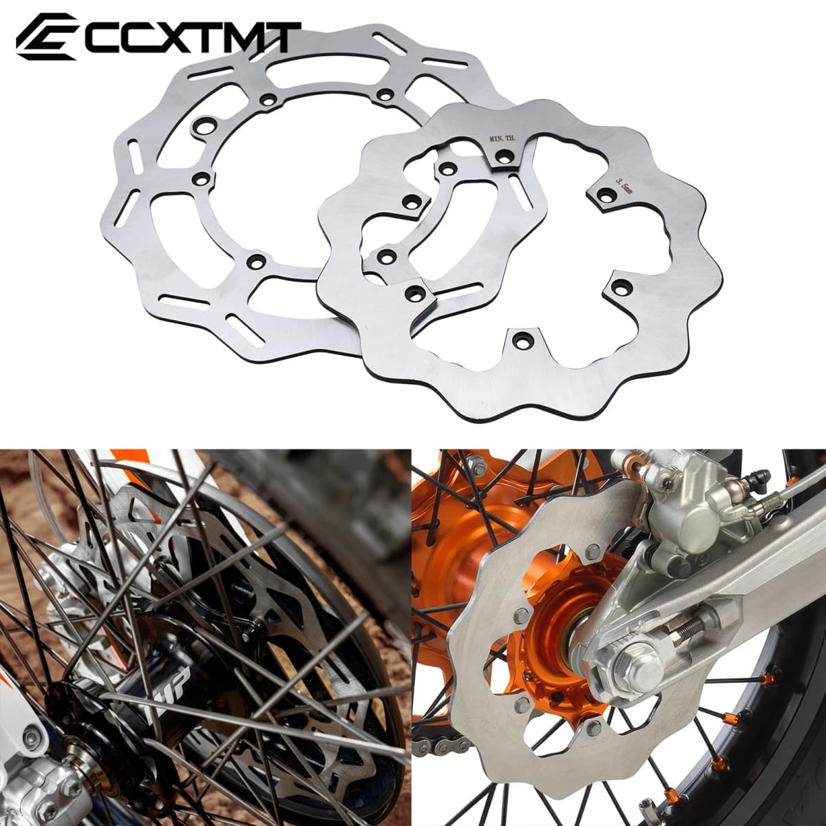 Motorcycle 260MM 220MM Front Rear Brake Disc Rotor Set For KTM SX SXF EXC EXCF XC XCF XCW 125-500 1994-2021 2022 2023 Universal