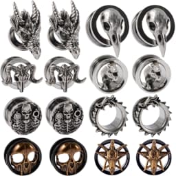 1PC Punk Stainless Steel Skeleton Ear Stretchers Tunnel External Thread Vintage Ear Gauge Plugs Expander Body Piercing Jewelry
