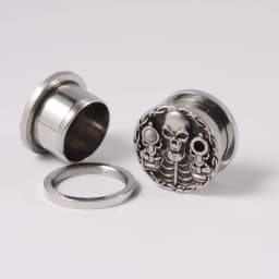 1PC Punk Stainless Steel Skeleton Ear Stretchers Tunnel External Thread Vintage Ear Gauge Plugs Expander Body Piercing Jewelry