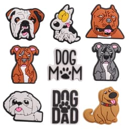 1PCS PVC Kawaii Animal Kinds Of Dog Mom Dad Sandals Shoe Decoration Charms Fit Wristbands Buckle Slipper Accessories Xmas Gifts