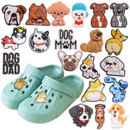 1PCS PVC Kawaii Animal Kinds Of Dog Mom Dad Sandals Shoe Decoration Charms Fit Wristbands Buckle Slipper Accessories Xmas Gifts