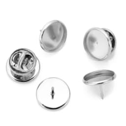 20pcs Stainless Steel Brooch Pins Base Badge Holder 10 12 14 16 18 20 25 30 mm Cabochon Settings Trays For DIY Jewelry Making