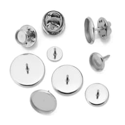 20pcs Stainless Steel Brooch Pins Base Badge Holder 10 12 14 16 18 20 25 30 mm Cabochon Settings Trays For DIY Jewelry Making