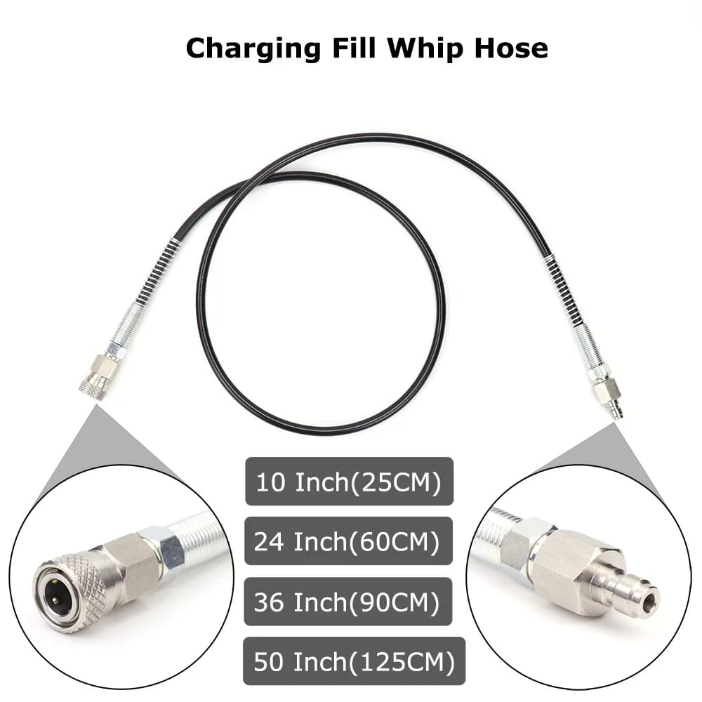 New High Pressure Whip Hose Charging Hose Remote Fill Extension 10Inch 24Inch 36Inch 50Inch