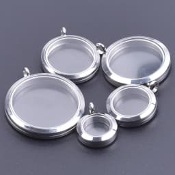 5Pcs 20-40mm Stainless Steel Glass Memory Cremation Urn Locket Pendant Openable Round Reliquary Photo Medaillon Colgantes