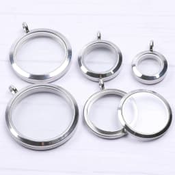 5Pcs 20-40mm Stainless Steel Glass Memory Cremation Urn Locket Pendant Openable Round Reliquary Photo Medaillon Colgantes