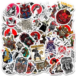 10/25/50Pcs Japanese Samurai PVC Waterproof Stickers Laptop Luggage Water Cup Phone Case Guitar Fridge Car Motorcycle