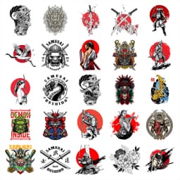 10/25/50Pcs Japanese Samurai PVC Waterproof Stickers Laptop Luggage Water Cup Phone Case Guitar Fridge Car Motorcycle