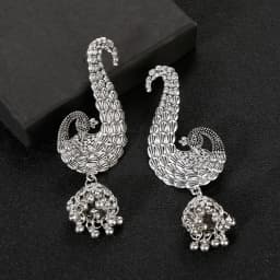 Retro Ethnic Silver Color Turkish Jhumka Earrings For Women Pendientes Pearl Tassel Classic Carved Indian Earrings Jewelry
