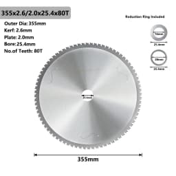 XCAN 355mm Metal Cutting Disc 66/80/90T Carbide Tipped Circular Saw Blade For Iron Steel Cutting Heavy Duty Metal Cutting Blade