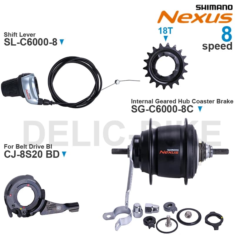 SHIMANO NEXUS C6000 Internal Geared Hub SG-C6000-8C SG-C6001-8D SG-8C20 and Shifter SL-C6000-8 SL-S500 SL-S7000-8 Original Parts