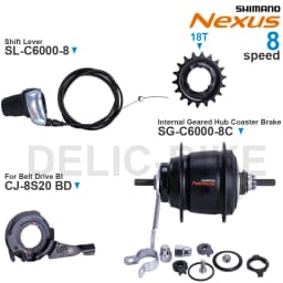 SHIMANO NEXUS C6000 Internal Geared Hub SG-C6000-8C SG-C6001-8D SG-8C20 and Shifter SL-C6000-8 SL-S500 SL-S7000-8 Original Parts