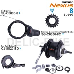 SHIMANO NEXUS C6000 Internal Geared Hub SG-C6000-8C SG-C6001-8D SG-8C20 and Shifter SL-C6000-8 SL-S500 SL-S7000-8 Original Parts