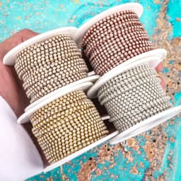 SS6 2mm 1 Yard Pink /Green/Blue Opal Glass Rhinestone Cup Chain Glitter Crystal Rhinestone Trim For DIY Wedding Dress Decoration