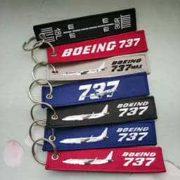 MiFaViPa Embroidery Boeing 737 Keychain Phone Strap Black Red Aviation Key Chains for Pilot Gifts Men Flight Crew Luggage Tags