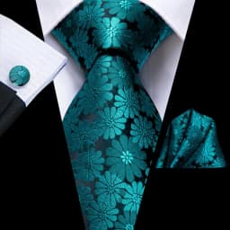 Teal Green Striped Luxury Designer Wedding Tie For Men Handky Cufflink Mens Necktie Fashion Business Party silk Dropship Hi-Tie