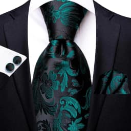 Teal Green Striped Luxury Designer Wedding Tie For Men Handky Cufflink Mens Necktie Fashion Business Party silk Dropship Hi-Tie