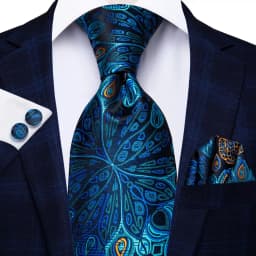 Teal Green Striped Luxury Designer Wedding Tie For Men Handky Cufflink Mens Necktie Fashion Business Party silk Dropship Hi-Tie