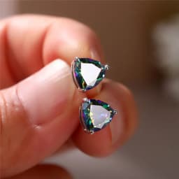 Huitan Minimalist Triangular Cubic Zirconia Stud Earrings for Women White/Multicolored/Green/Blue Colors Fashion Jewelry