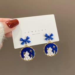 S925 Needle Cute Teacup Kitten Earrings for Women Girls Long Tassel Asymmetrical Enamel Cartoon Cat In The Coffee Cup Earrings