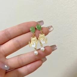 S925 Needle Cute Teacup Kitten Earrings for Women Girls Long Tassel Asymmetrical Enamel Cartoon Cat In The Coffee Cup Earrings