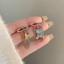 S925 Needle Cute Teacup Kitten Earrings for Women Girls Long Tassel Asymmetrical Enamel Cartoon Cat In The Coffee Cup Earrings