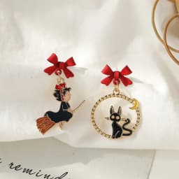 S925 Needle Cute Teacup Kitten Earrings for Women Girls Long Tassel Asymmetrical Enamel Cartoon Cat In The Coffee Cup Earrings