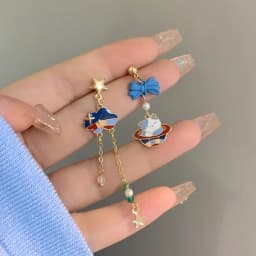 S925 Needle Cute Teacup Kitten Earrings for Women Girls Long Tassel Asymmetrical Enamel Cartoon Cat In The Coffee Cup Earrings