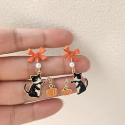 S925 Needle Cute Teacup Kitten Earrings for Women Girls Long Tassel Asymmetrical Enamel Cartoon Cat In The Coffee Cup Earrings