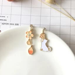 S925 Needle Cute Teacup Kitten Earrings for Women Girls Long Tassel Asymmetrical Enamel Cartoon Cat In The Coffee Cup Earrings