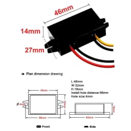 12V 24V 36V 48V 60V 72V to 5V 3A 15W DC to 11-90V to 5V USB Converter with Type C and Micro USB Output Power Adapter Converter