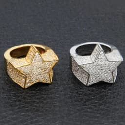 Hip Hop Rock Five-star Ring Men's Luxury Rhinestone Zircon Five-star Ring Women's Wedding Party Jewelry Accessories Wholesale