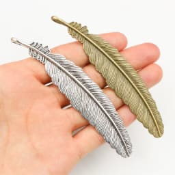 3pcs 105x21mm Antique Silver Plated and Bronze Plated Feather Style Handmade Charms Pendant:DIY for bracelet necklace