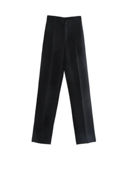 Women Chic Fashion Office Wear Straight Pants Vintage High Waist Zipper Fly Female Trousers Mujer