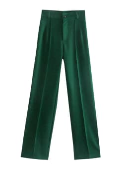 Women Chic Fashion Office Wear Straight Pants Vintage High Waist Zipper Fly Female Trousers Mujer