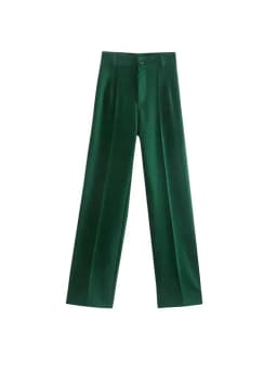 Women Chic Fashion Office Wear Straight Pants Vintage High Waist Zipper Fly Female Trousers Mujer