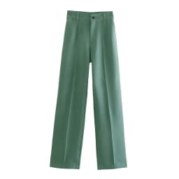 Women Chic Fashion Office Wear Straight Pants Vintage High Waist Zipper Fly Female Trousers Mujer