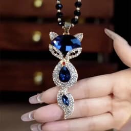 Luxury Big Crystal Rhinestone Fox Pendant Necklace for Women 2026 Fashion Long Sweater Chain Choker Collar Accesorios Mujer