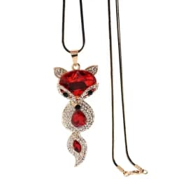 Luxury Big Crystal Rhinestone Fox Pendant Necklace for Women 2026 Fashion Long Sweater Chain Choker Collar Accesorios Mujer