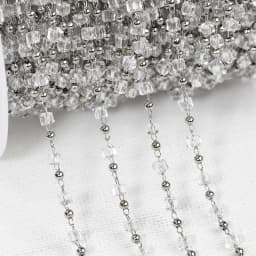 1Meter Stainless Steel Chain Transparent Clear Cube Square Crystal Beads Chain for Jewelry Making DIY Necklace Bracelets Crafts