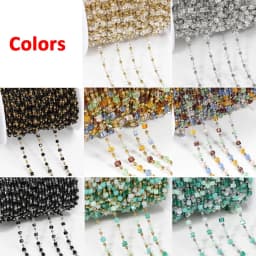 1Meter Stainless Steel Chain Transparent Clear Cube Square Crystal Beads Chain for Jewelry Making DIY Necklace Bracelets Crafts